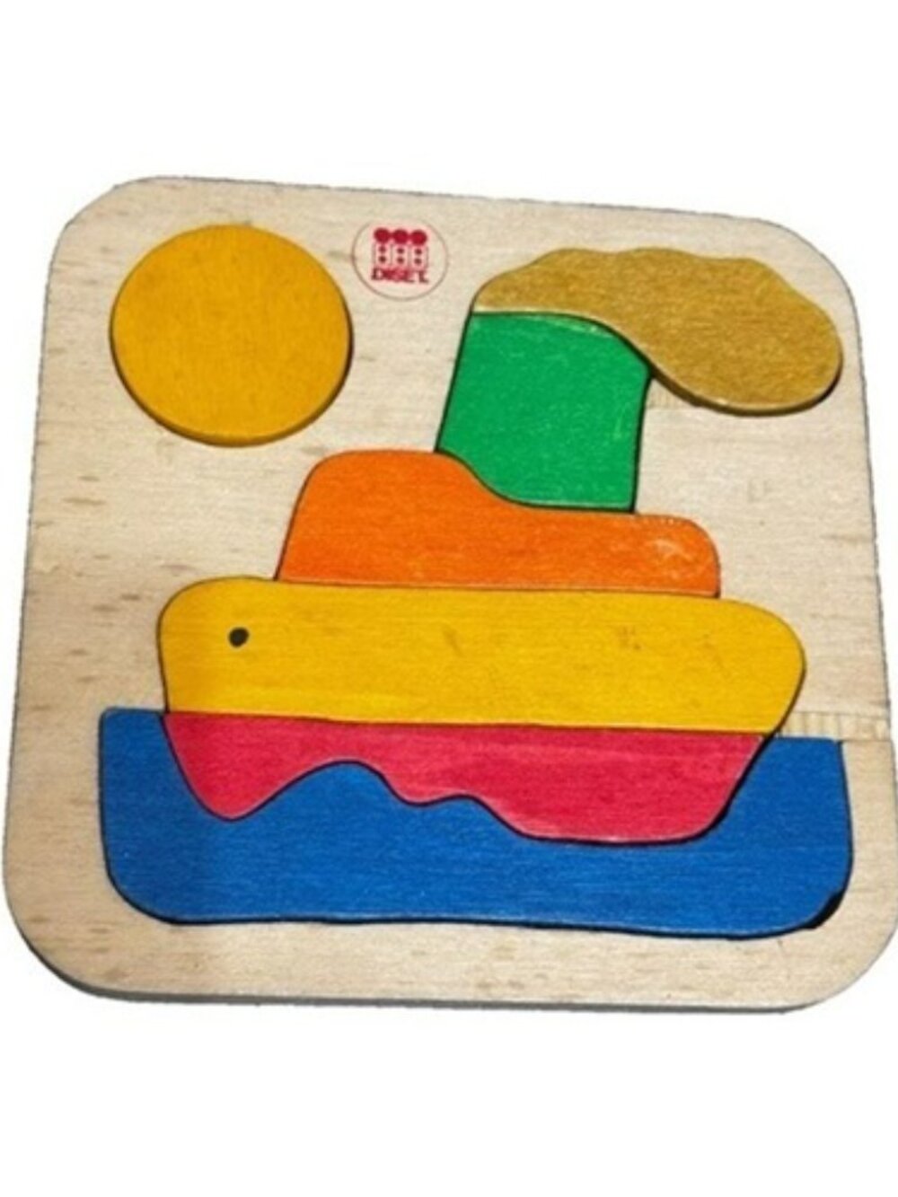 Diset Puzzle, Colorful Wooden Boat Puzzle, Vintage Circa 1980s